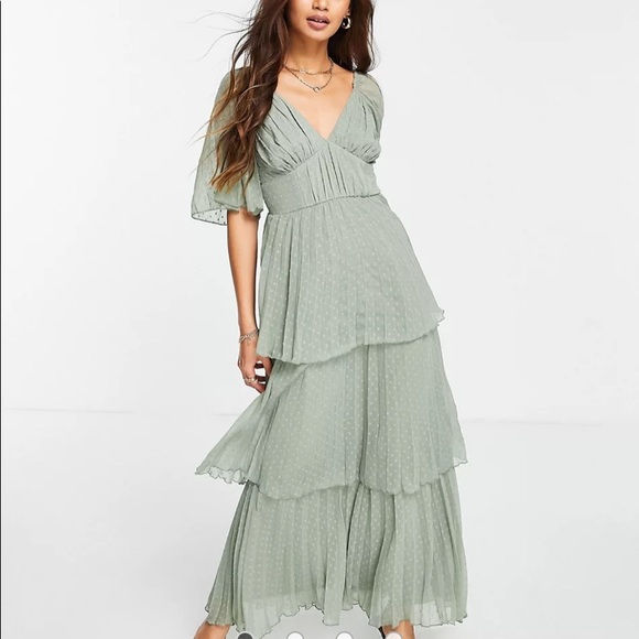 ASOS Dresses & Skirts - ASOS maxi green ruffle dress size 8
